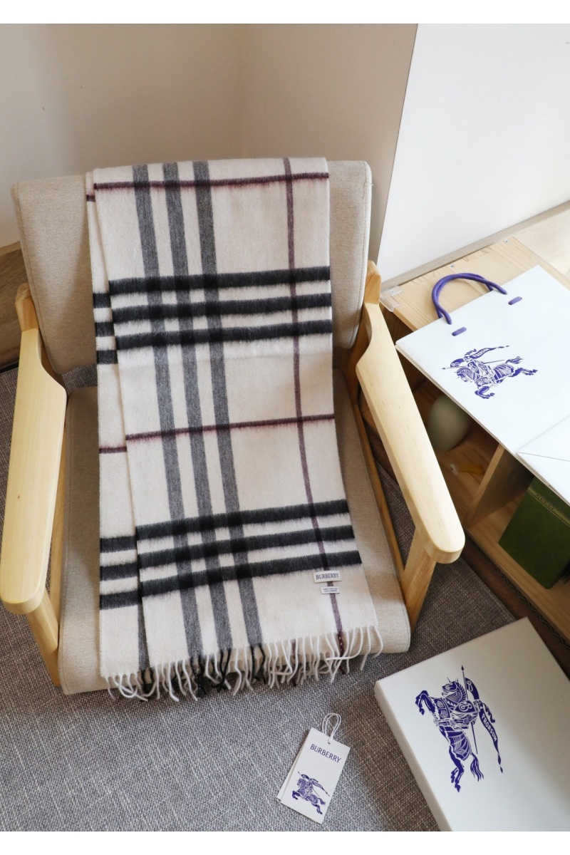 Burberry Шарф two-tone Check premium 168x30 см - White
