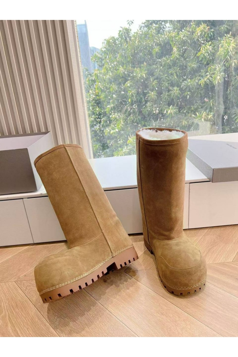 Balenciaga Женские ботинки Alaska Fur High Boot Premium  - Brown