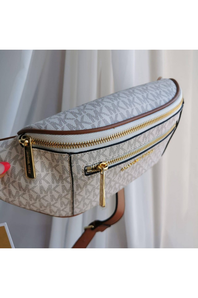 Michael Kors Кожаная поясная сумка Mott 33x16 см - White