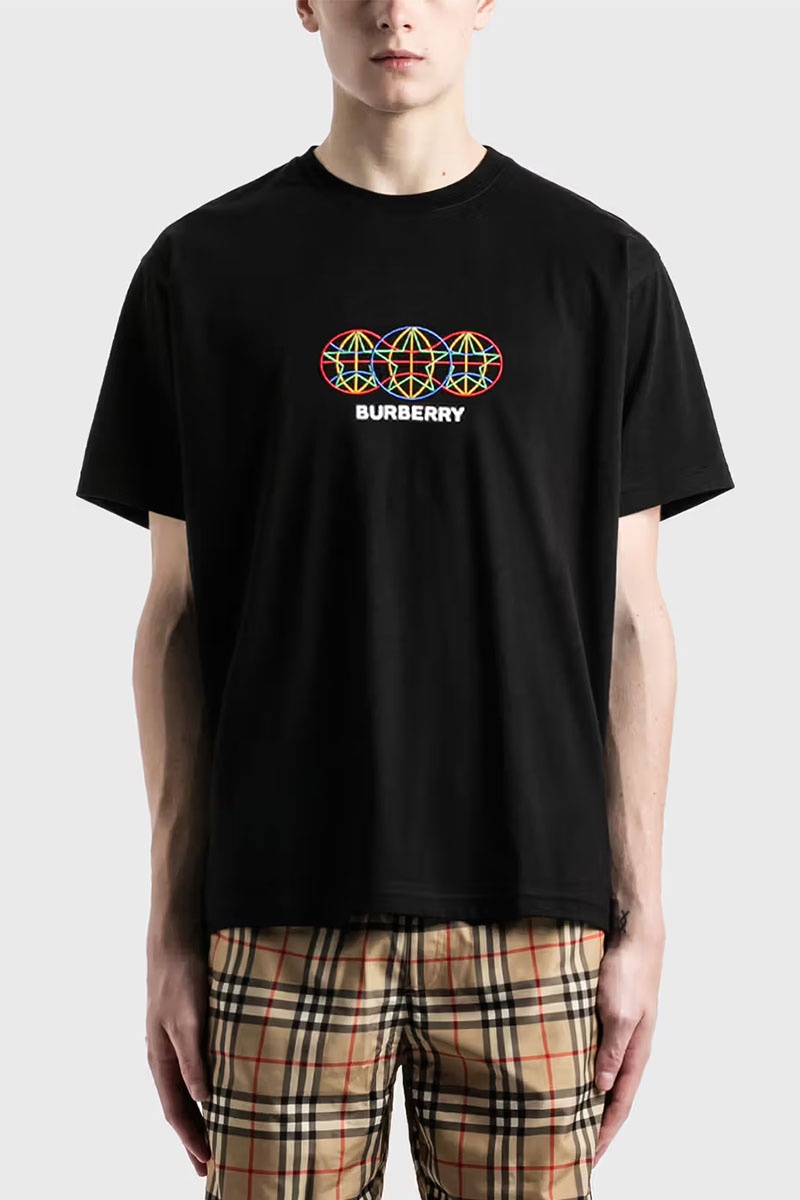 Burberry Мужская чёрная футболка Globe Graphic