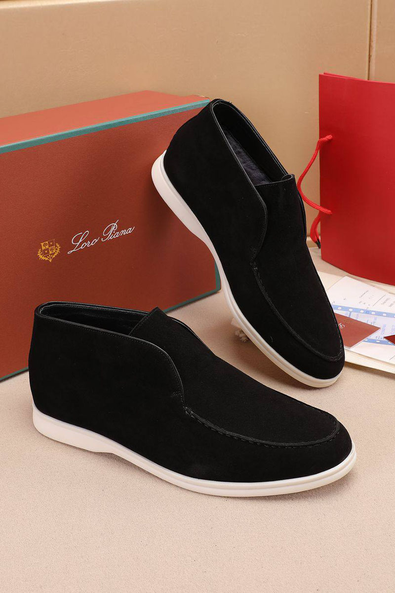 Loro Piana Замшевые лоферы с мехом Open Walk - Black