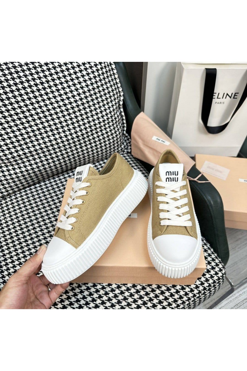 MIU MIU Женские текстильные кеды Premium - Beige