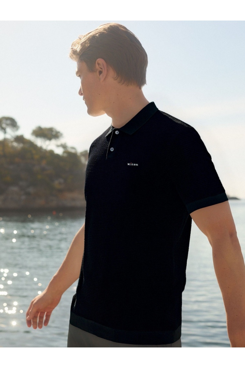 Kiton Мужское чёрное поло premium