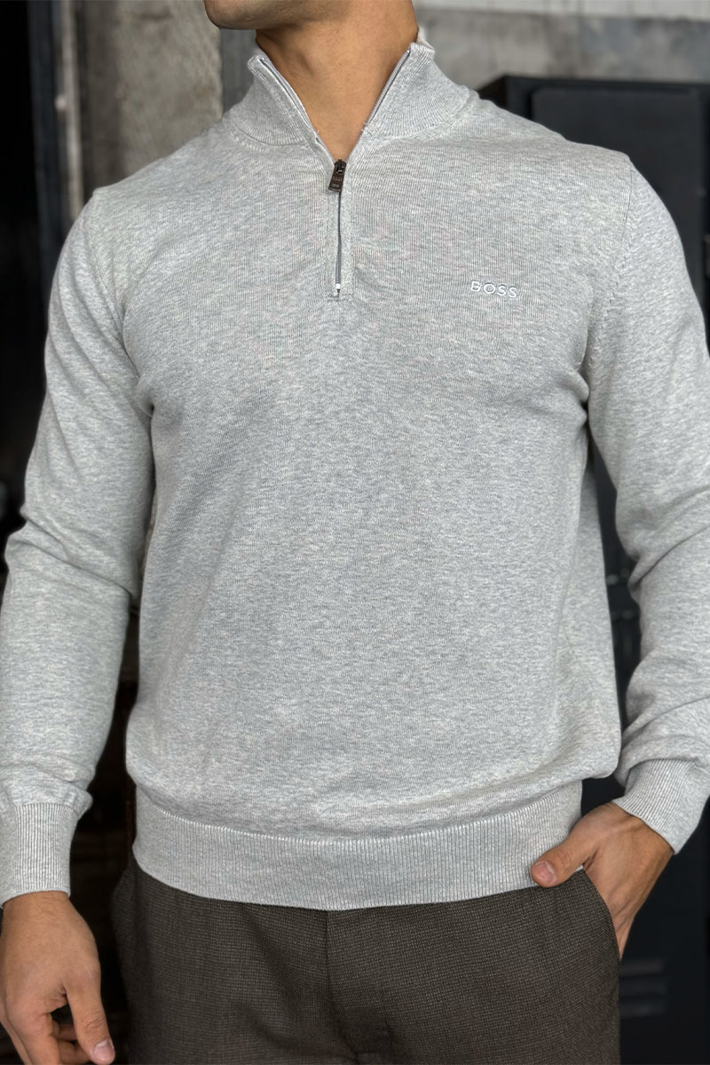 Hugо Воss Мужской джемпер quarter zip - Grey 
