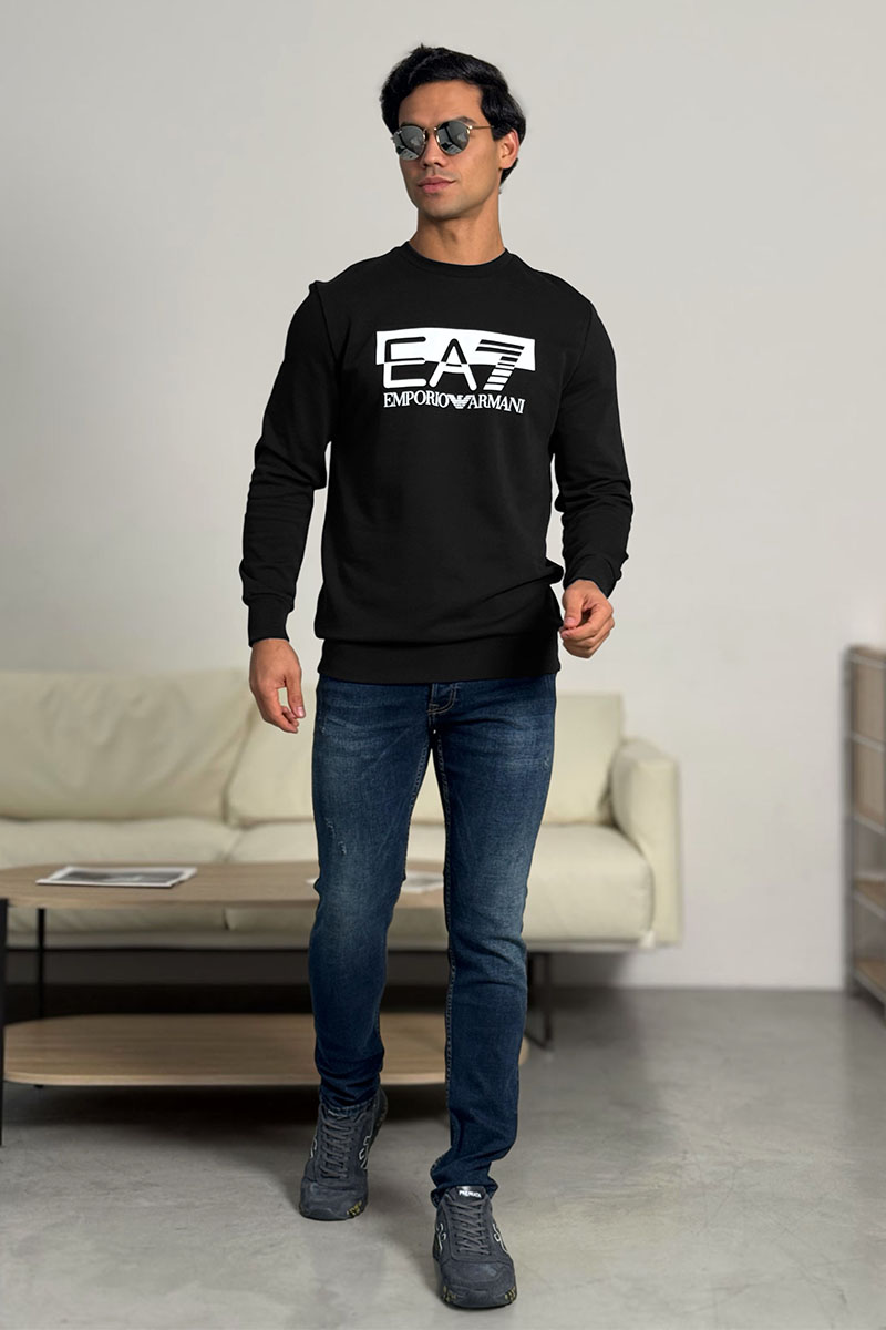 Emporio Armani EA7 Чёрный свитшот logo-print 