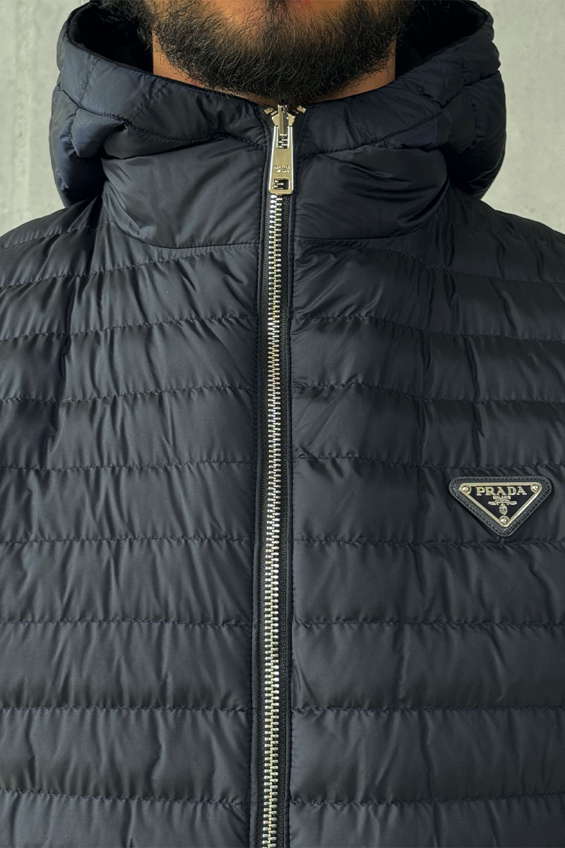 Prada Мужской двусторонний жилет тёмно-синего цвета