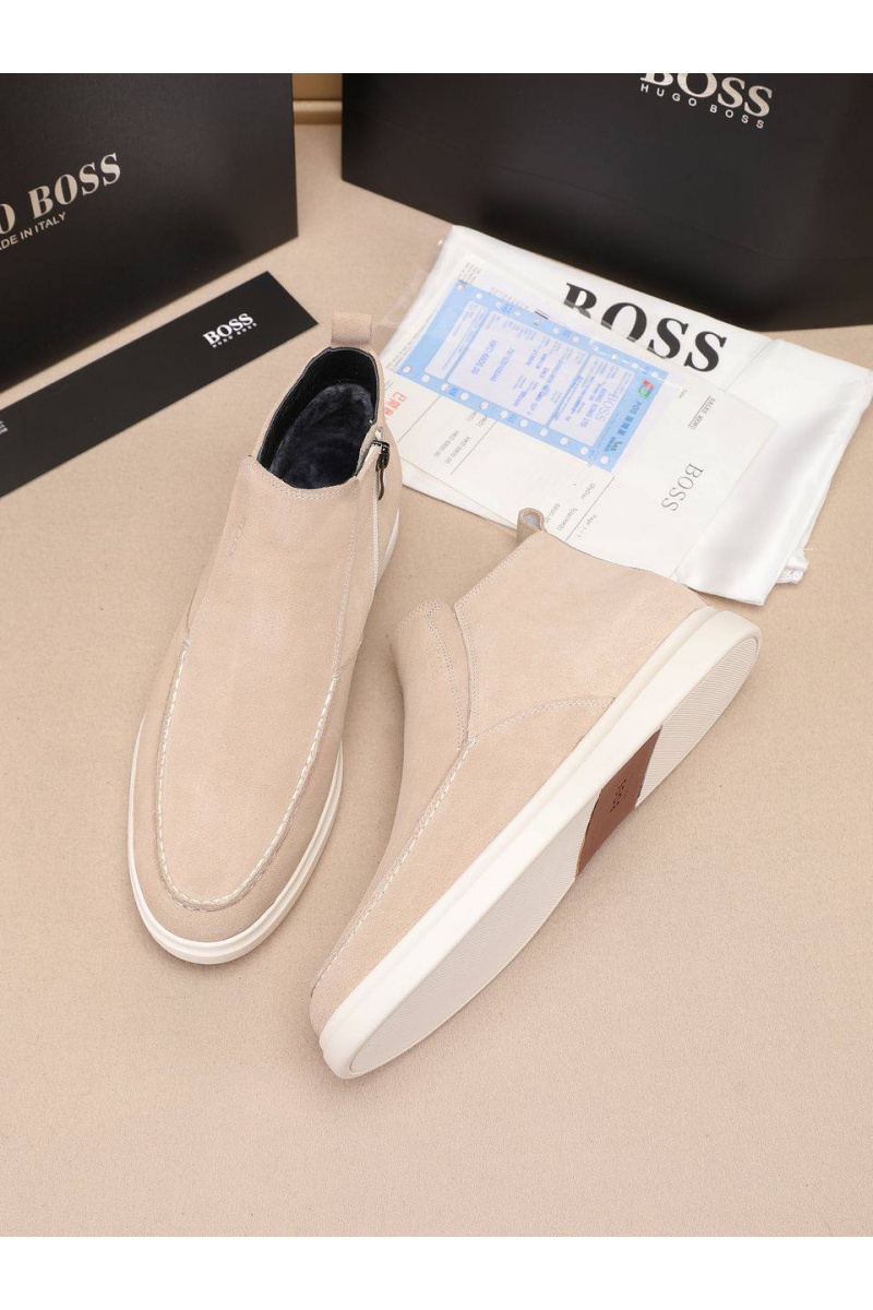Hugо Воss Замшевые лоферы с мехом high-top - Beige