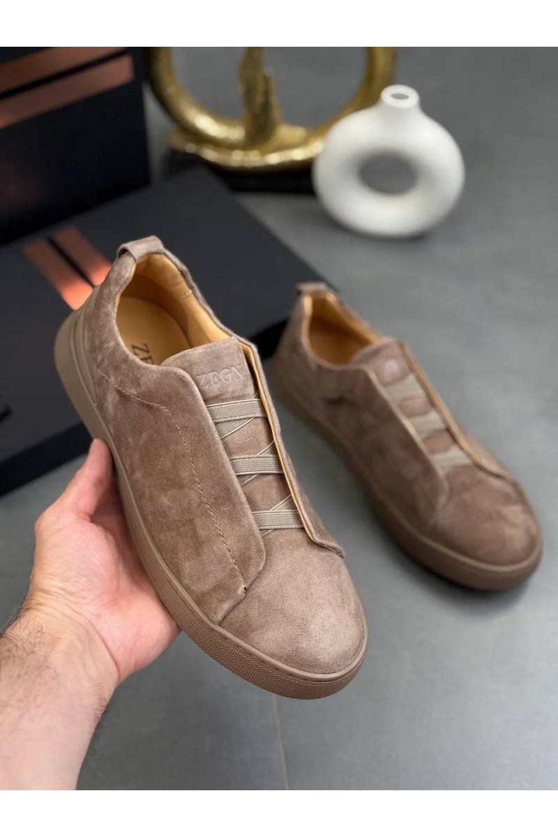 Zegna Замшевые кроссовки Triple Stitch