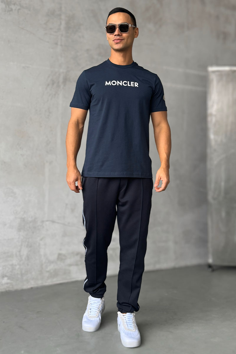 Moncler Мужская футболка logo-patch - Navy
