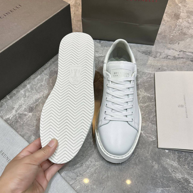 Designer Мужские кроссовки grain leather - White