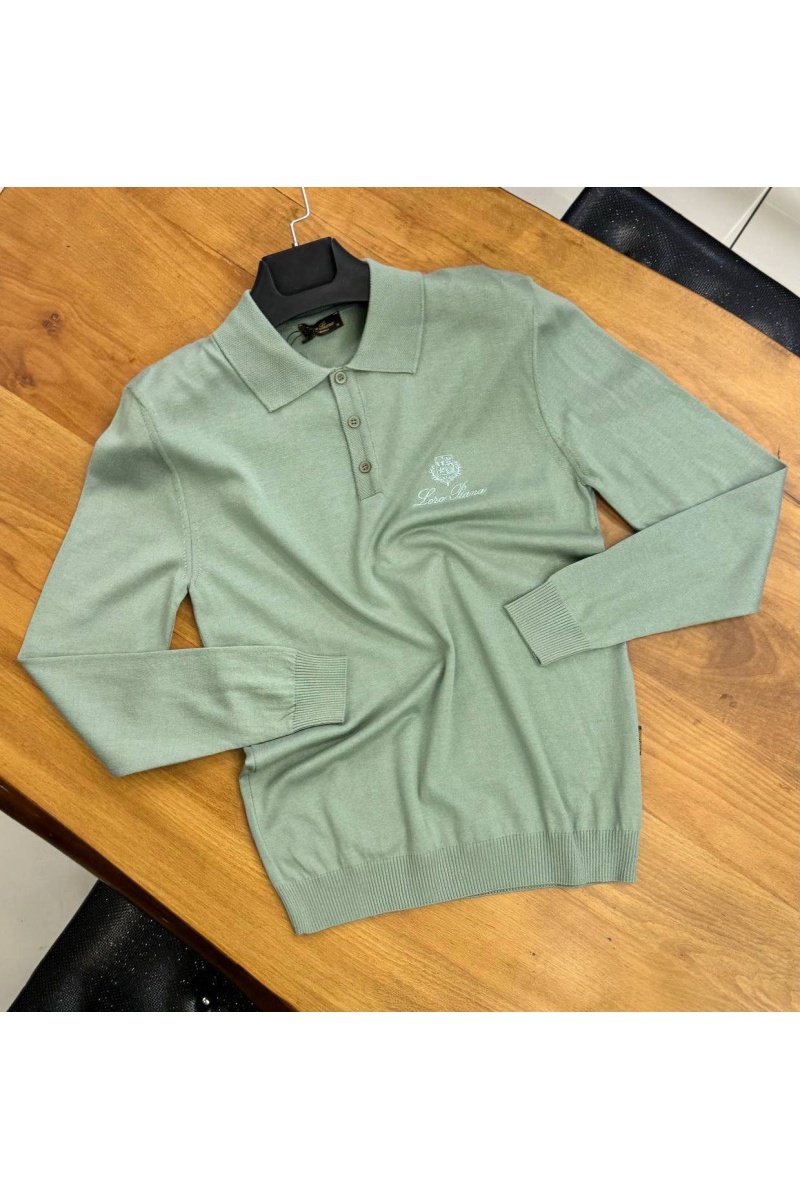 Loro Piana Поло с длинным рукавом зелёного цвета 
