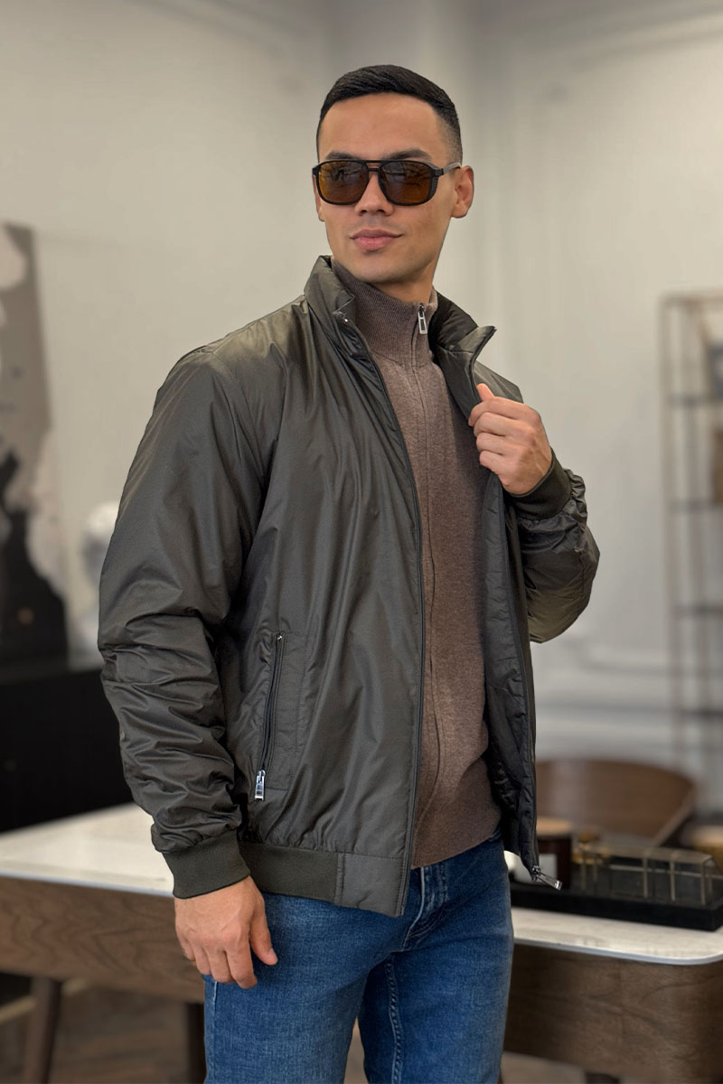 Hugо Воss Мужская зелёная куртка logo-patch 