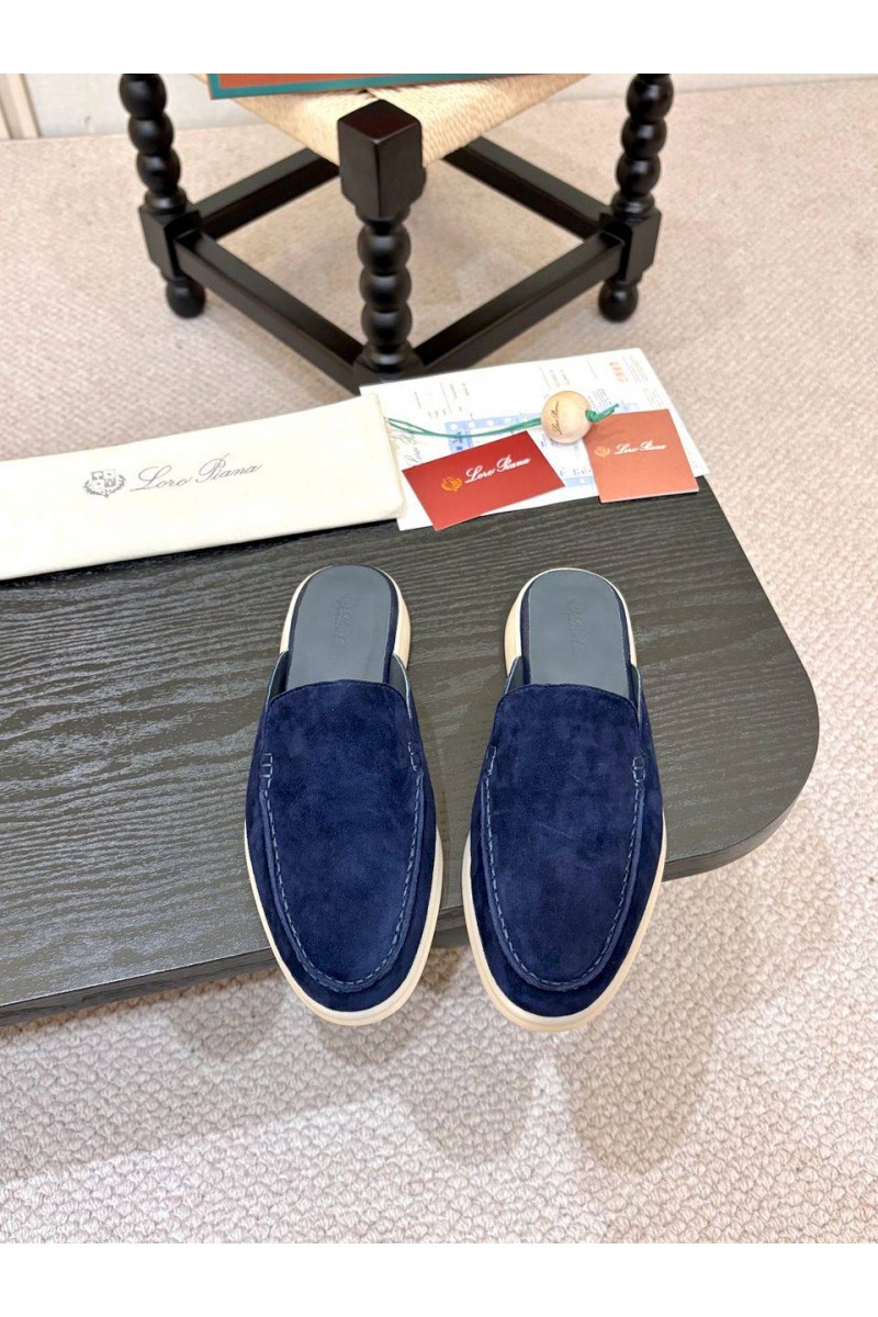 Loro Piana Мужские замшевые шлёпанцы