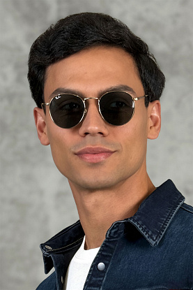 Солнцезащитные очки Round Metal - Green / Gold