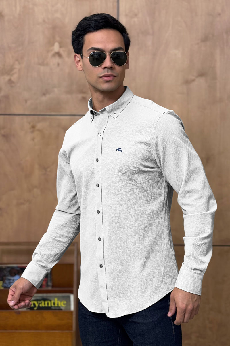 Etro Мужская белая рубашка Pegasus logo