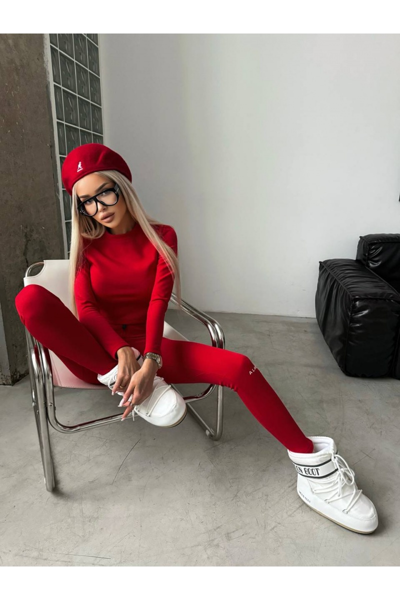 Designer Clothing Женский лонгслив на флисе красного цвета Alaia