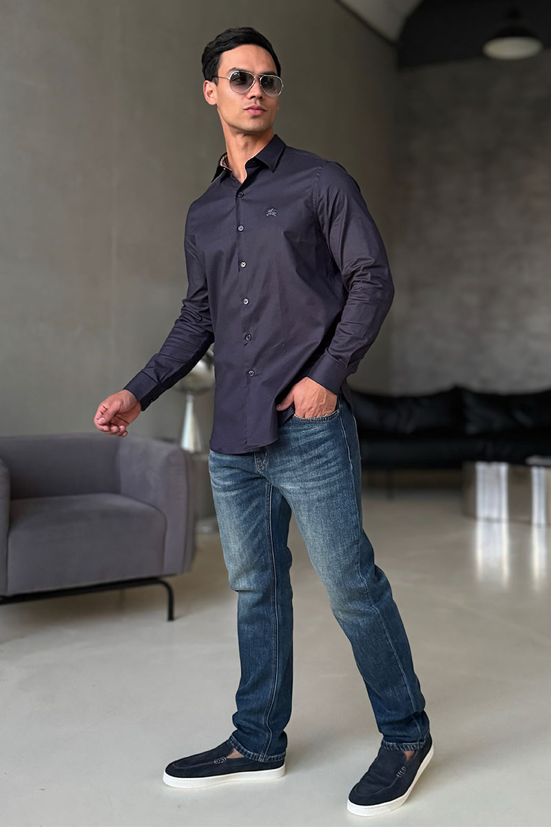 Burberry Мужская рубашка logo-embroidered - Navy