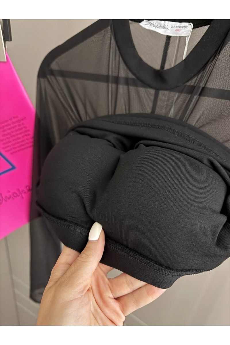 Schiaparelli Женский лонгслив с микро-сеткой чёрного цвета