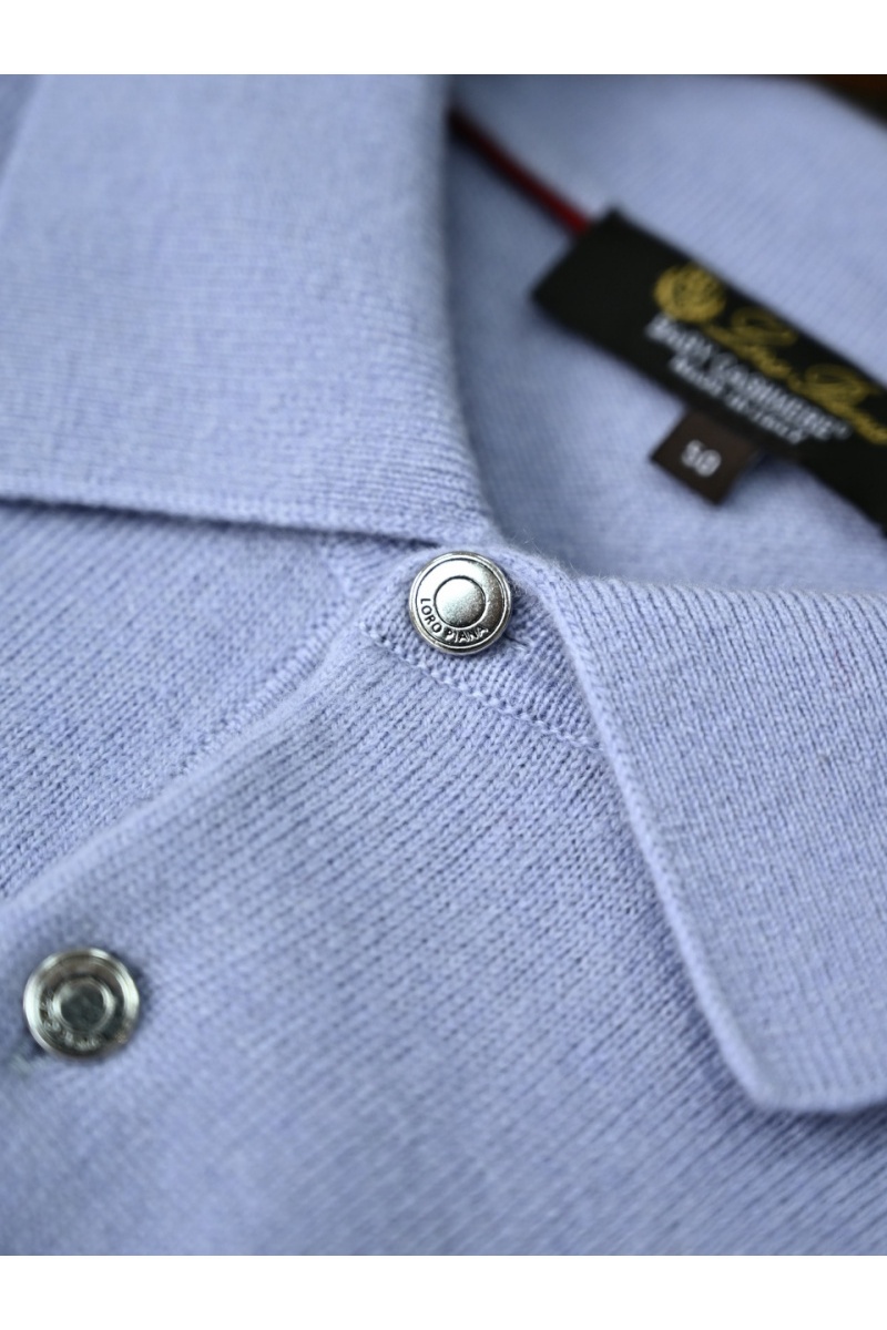 Loro Piana Голубое поло с длинным рукавом premium