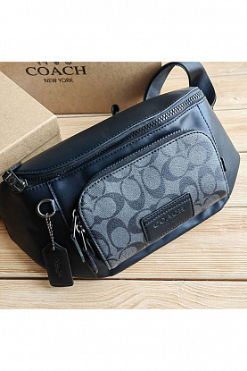 Кожаная сумка на пояс Coach Track - Black*