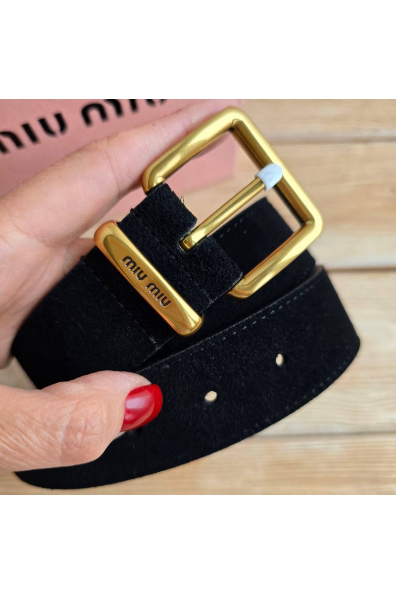 MIU MIU Замшевый ремень чёрного цвета - длина 80 / 85 см