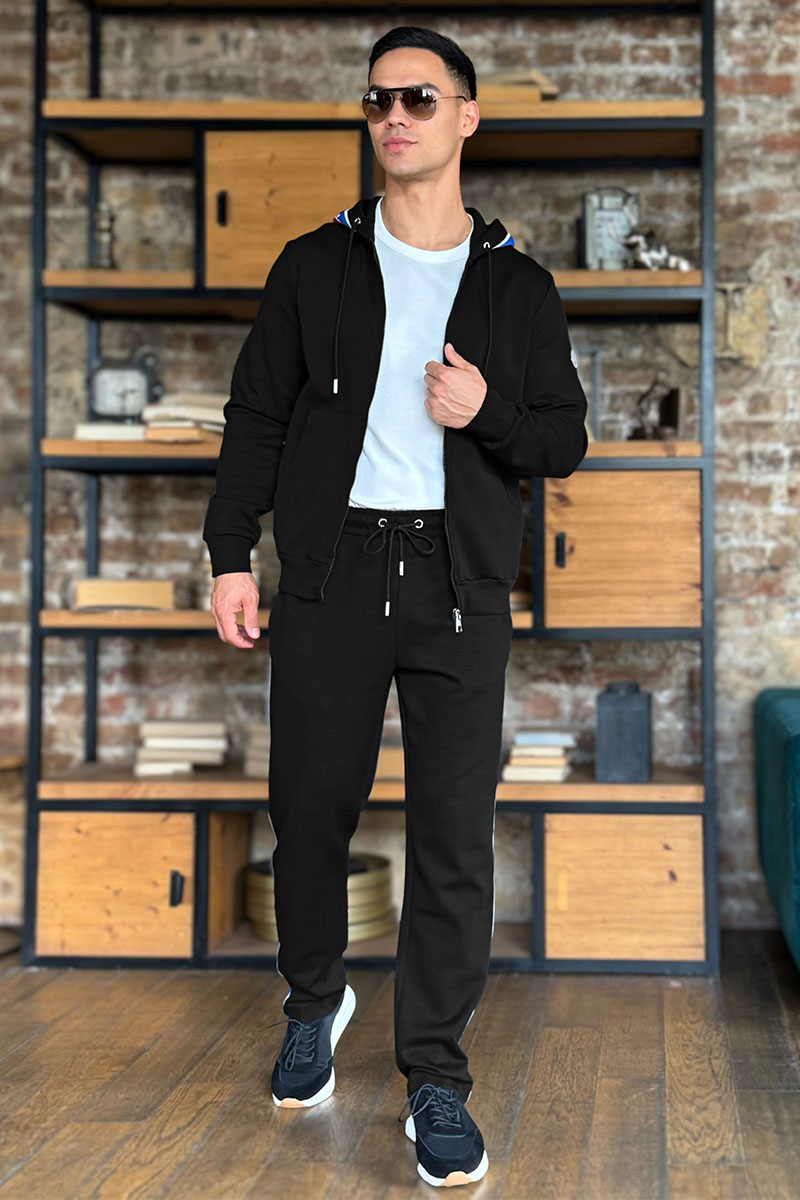 Moncler Чёрный спортивный костюм striped logo 