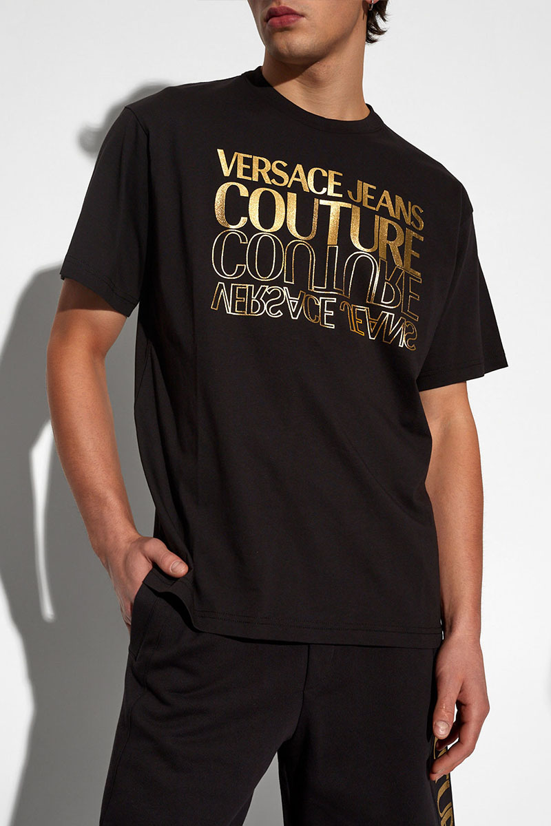 Versace Чёрная футболка Upside Down-logo 