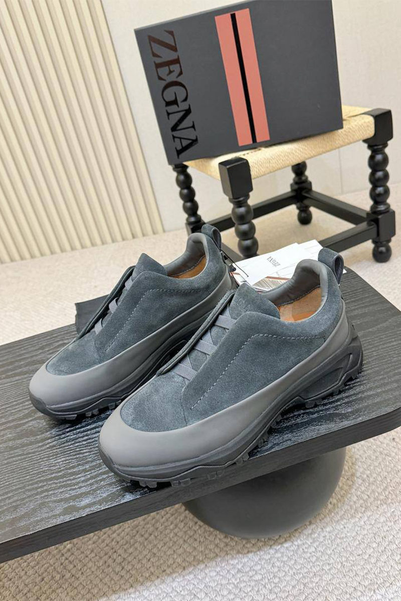 Zegna Замшевые кроссовки Triple Stitch Monte - Grey