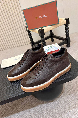 Кожаные кроссовки с мехом  high-top