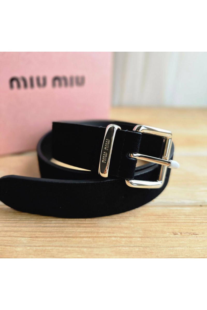 MIU MIU Замшевый ремень чёрного цвета - длина 80 / 85 см