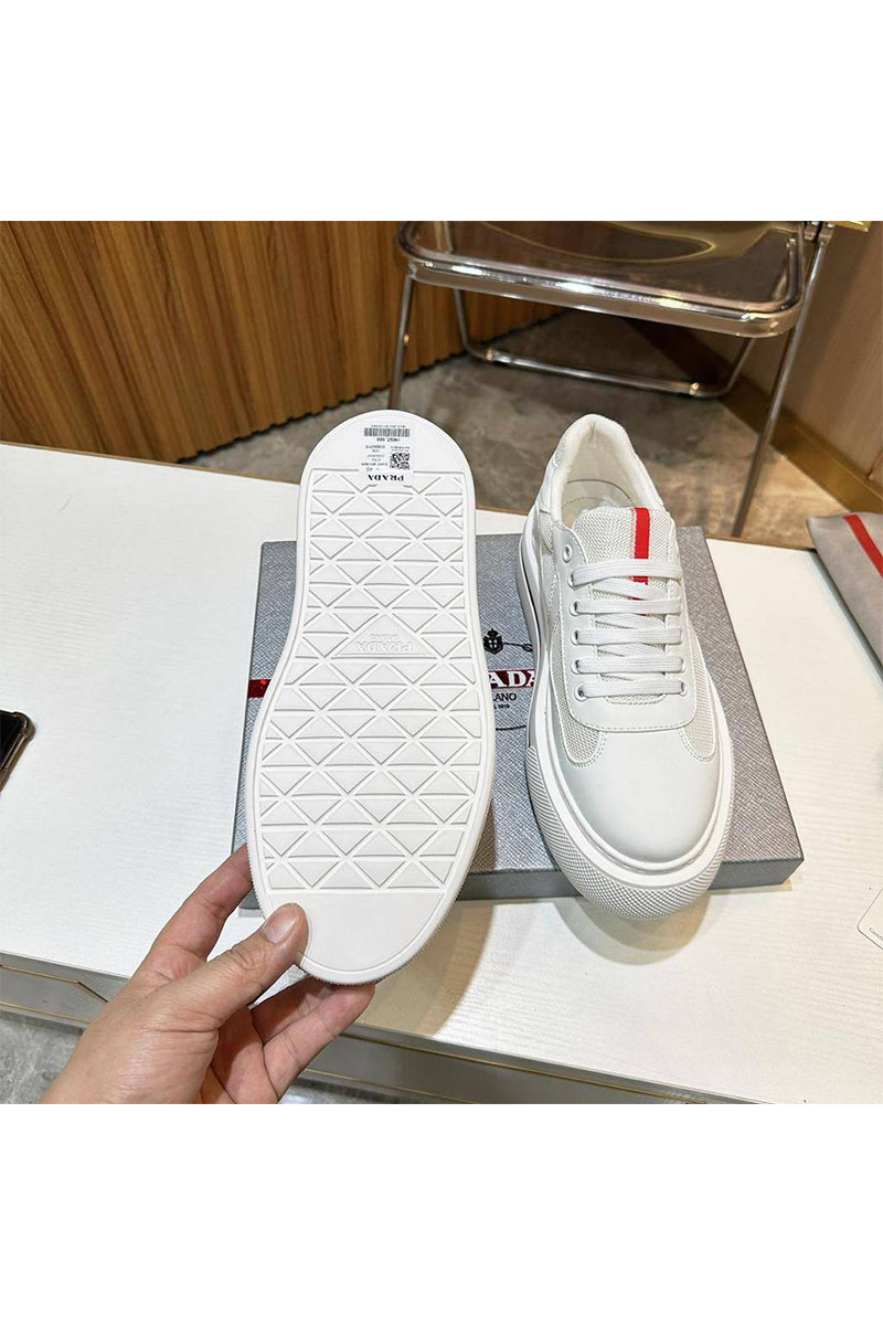 Prada Комбинированные кроссовки logo-stripe - White