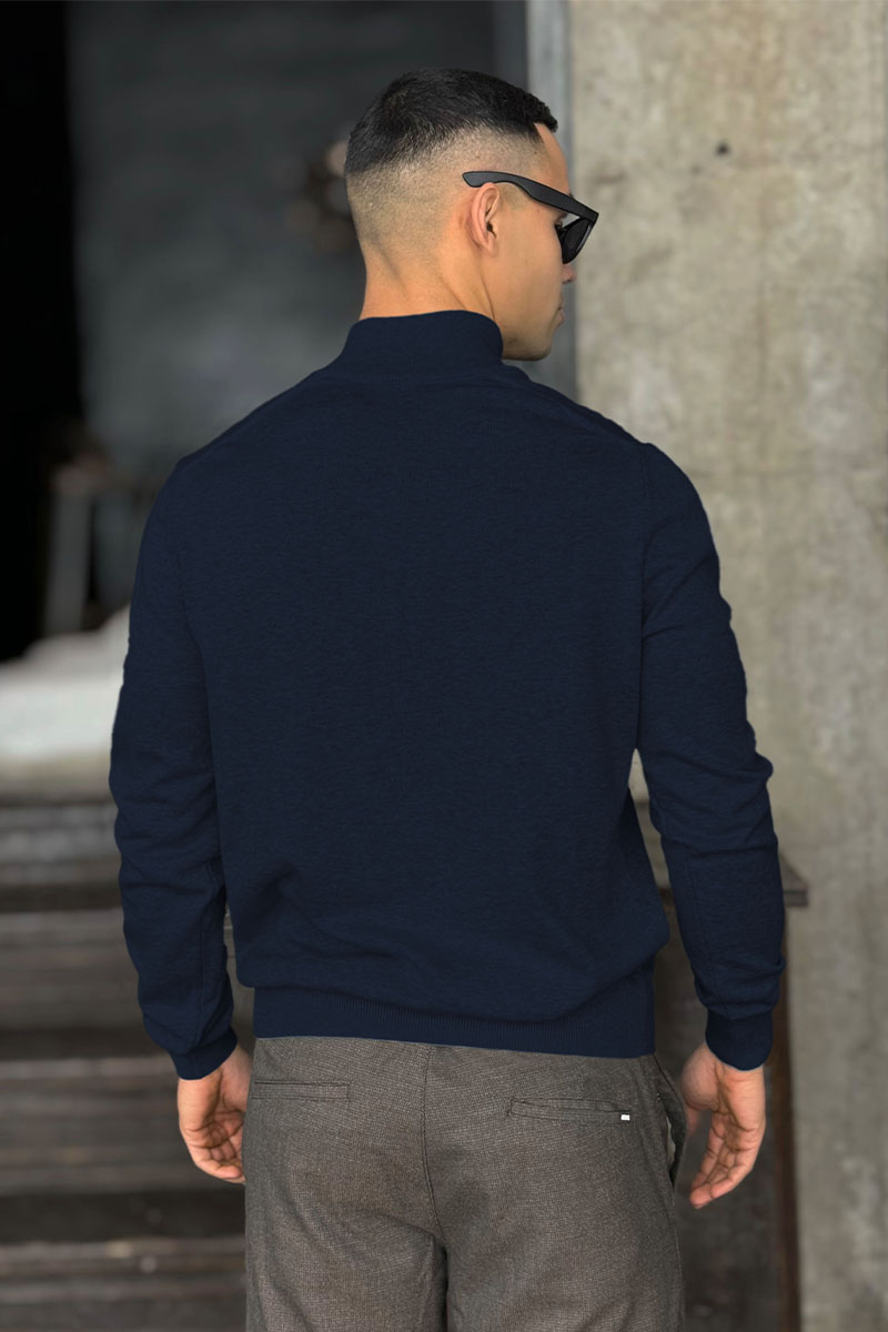 Hugо Воss Мужской джемпер quarter zip - Navy 