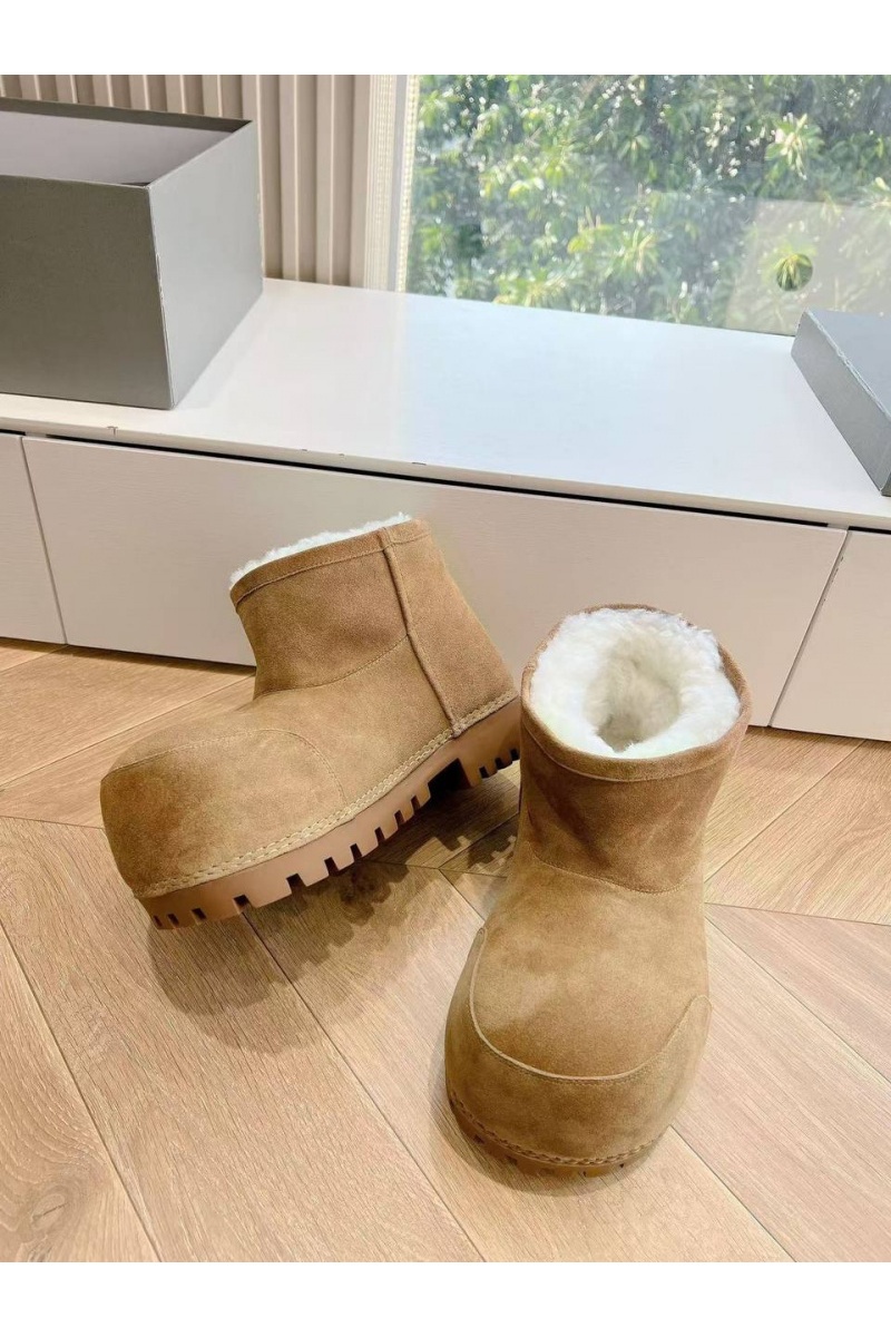 Balenciaga Женские ботинки Alaska Fur Bootie Premium - Brown