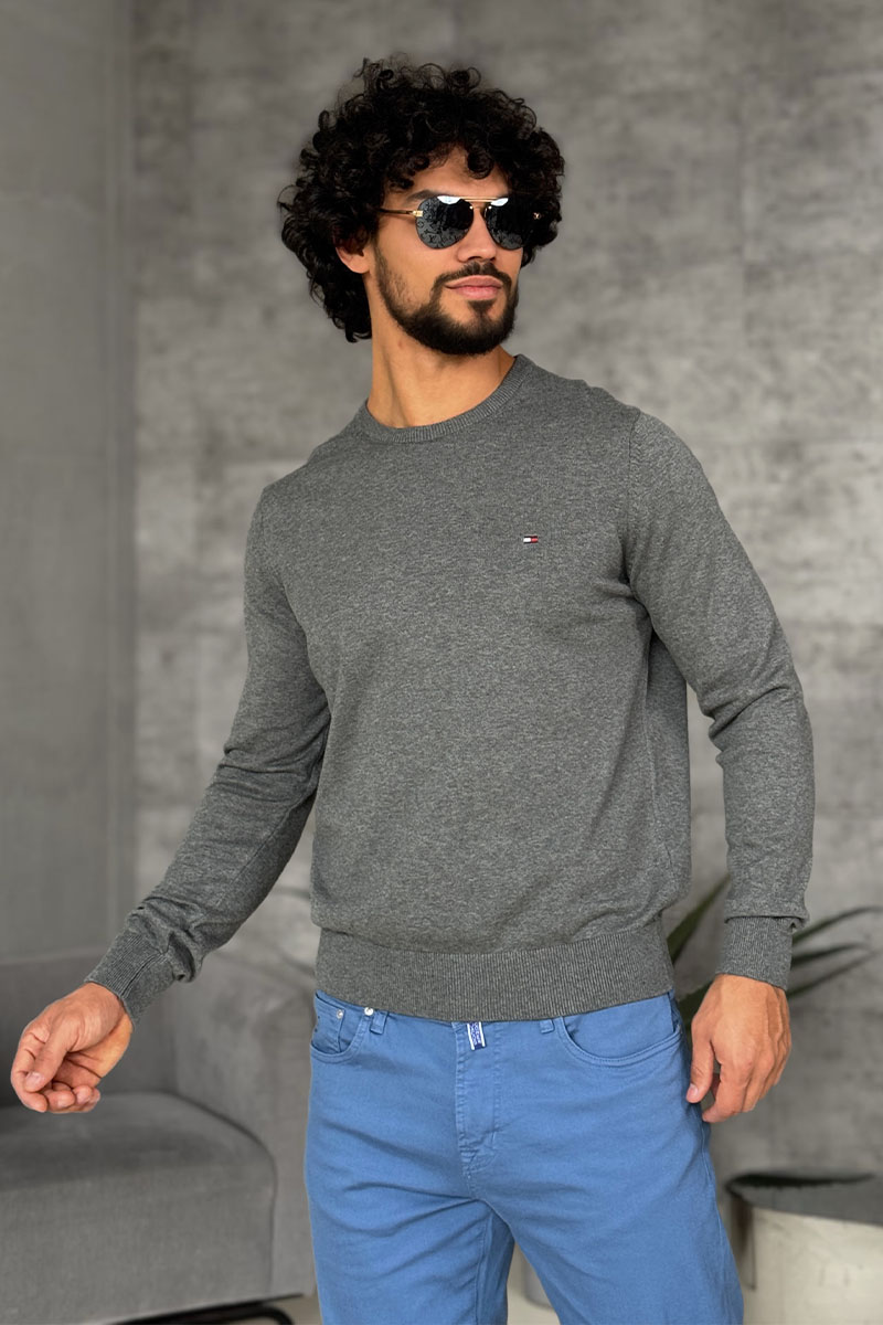 Tommy Hilfiger Мужская кофта серого цвета logo-embroidered