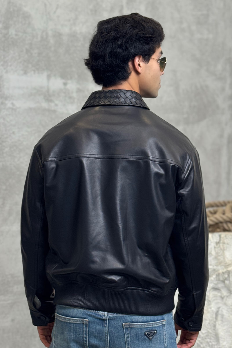 Bottega Veneta Мужская кожаная куртка premium