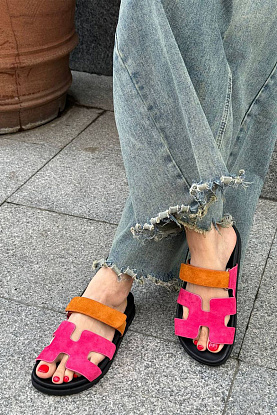 Женские замшевые сандалии Chypre - Pink / Orange