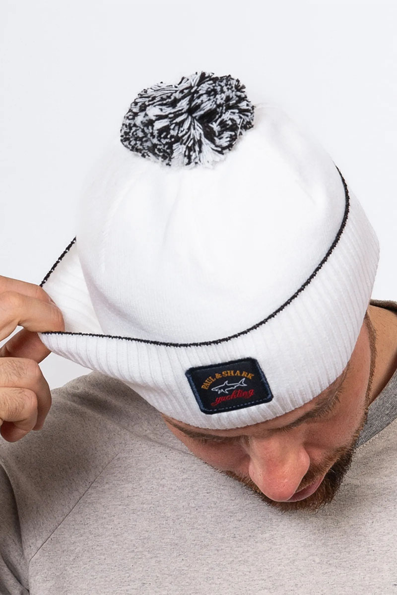 Paul & Shark Шапка на флисе logo-badge - White