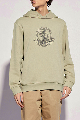 Мужское бежевое худи logo-print