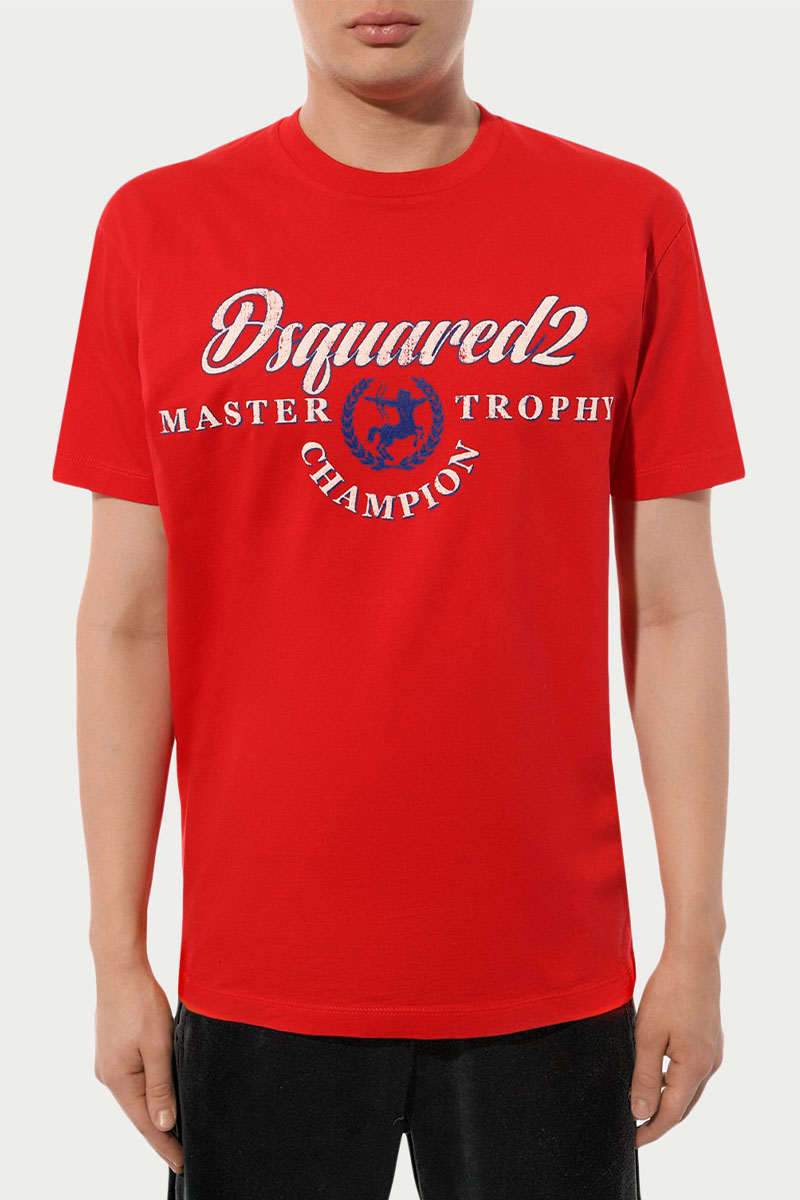 Dsquared2 Мужская красная футболка Master Trophy logo-print