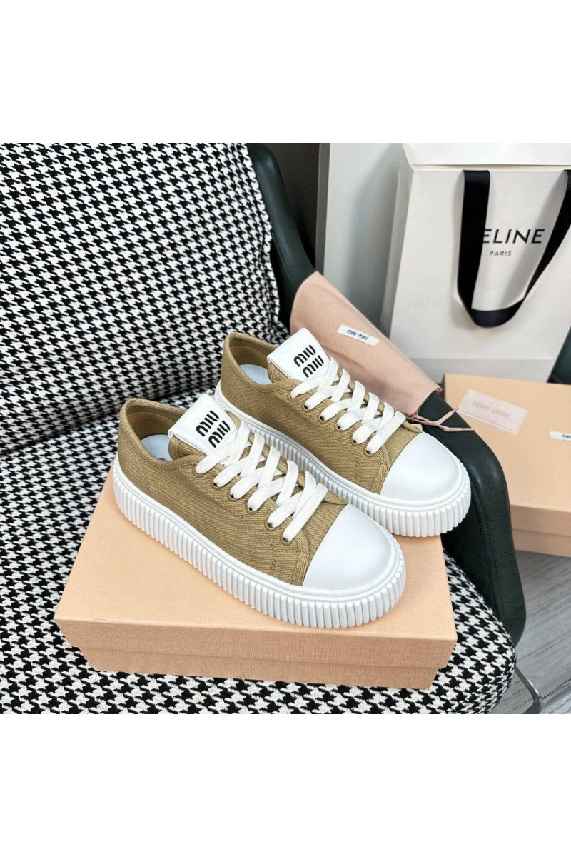 MIU MIU Женские текстильные кеды Premium - Beige