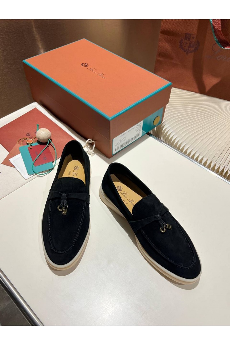 Loro Piana Женские замшевые лоферы Summer Charms Walk premium