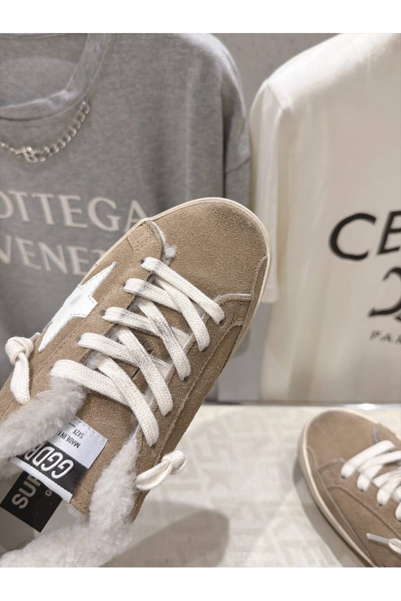 Designer Clothing Женские замшевые кроссовки с мехом Golden Goose Ball Star premium