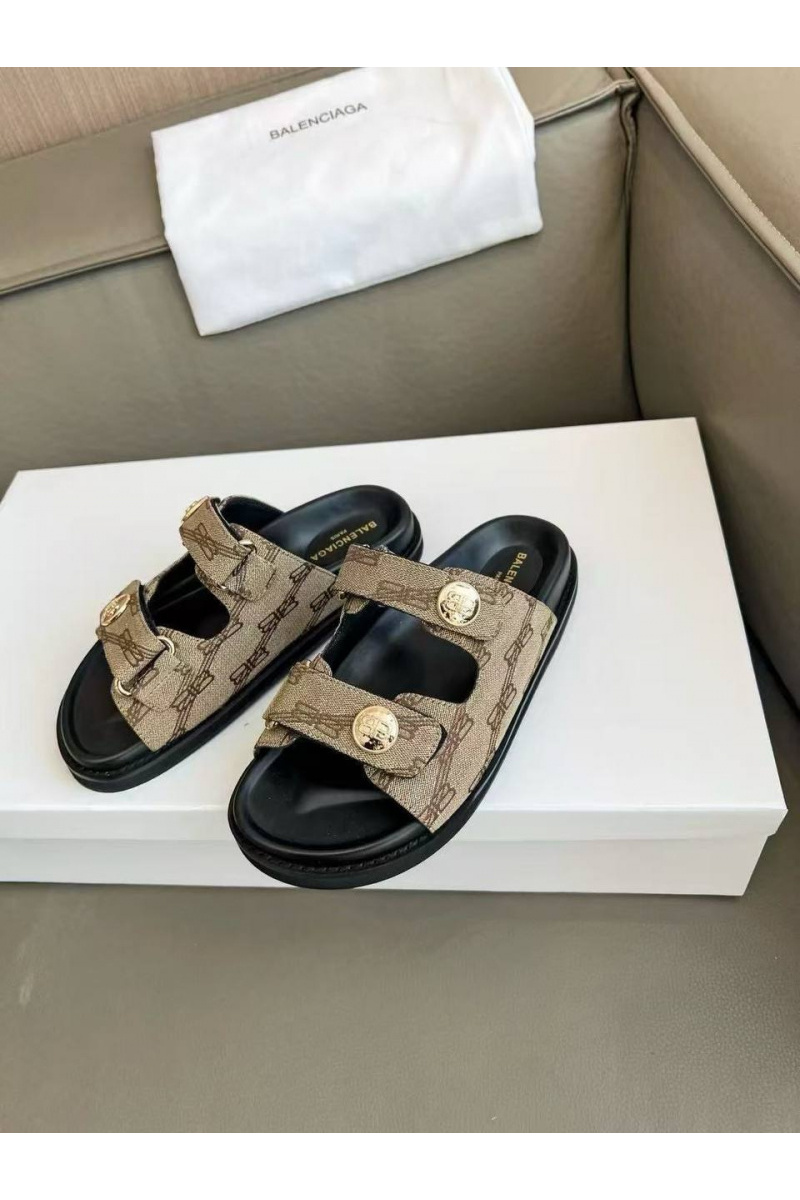 Balenciaga Женские шлёпанцы Jacquard Premium - Brown