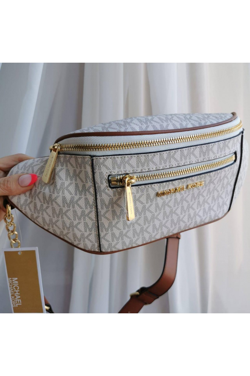 Michael Kors Кожаная поясная сумка Mott 33x16 см - White