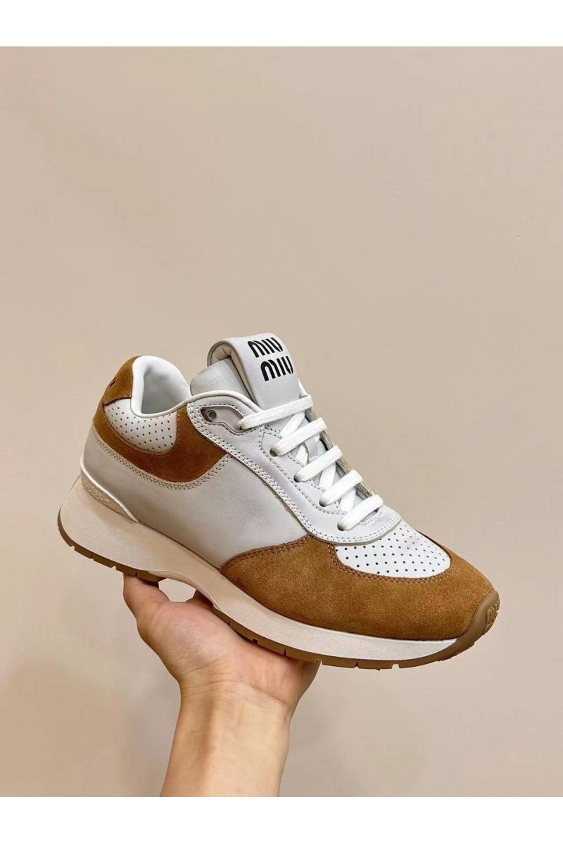 MIU MIU Женские кроссовки Premium - Grey / Brown