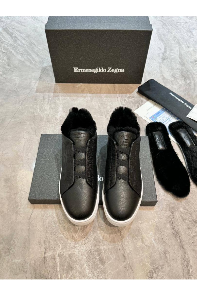 Zegna Кроссовки с мехом Triple Stitch