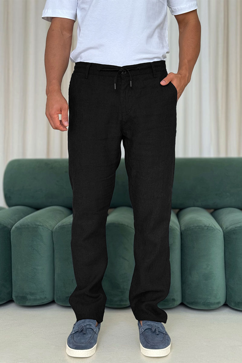 Loro Piana Льняные брюки чёрного цвета 
