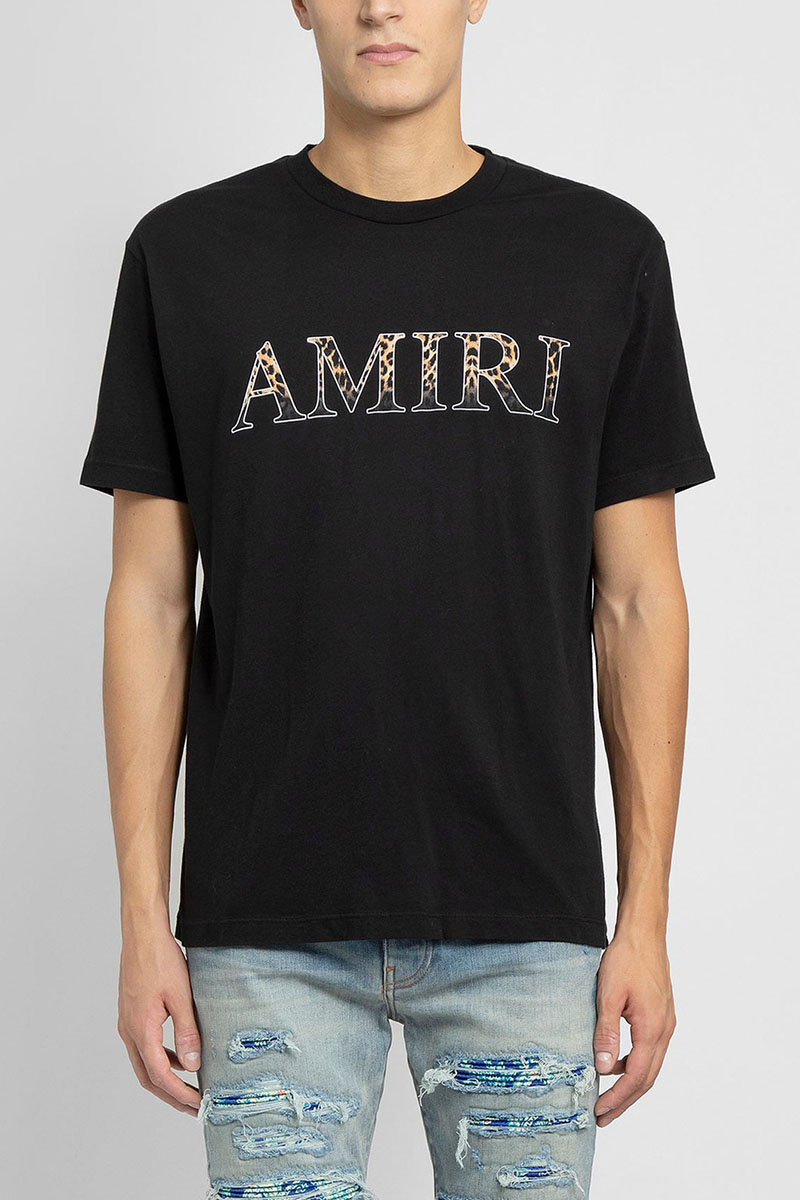 Amiri Чёрная оверсайз футболка leopard-print