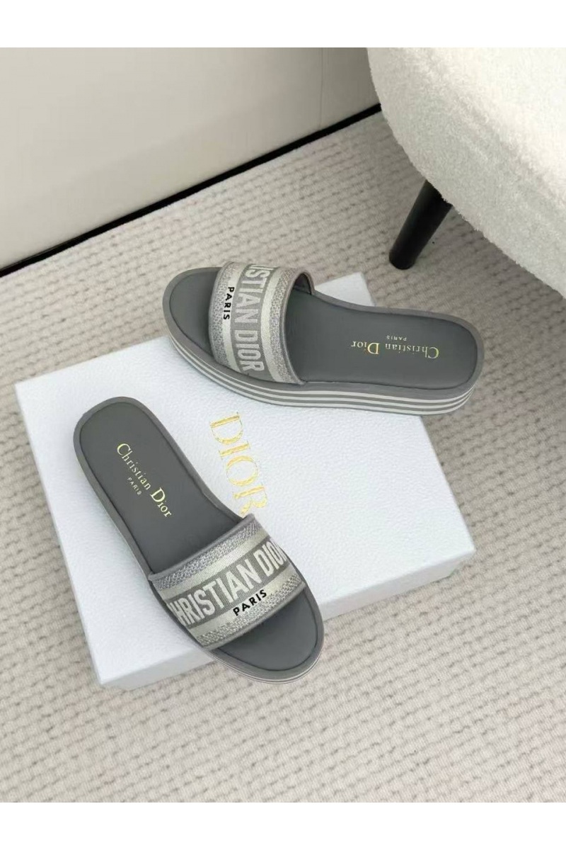 Dior Женские шлёпанцы на платформе Premium - Grey
