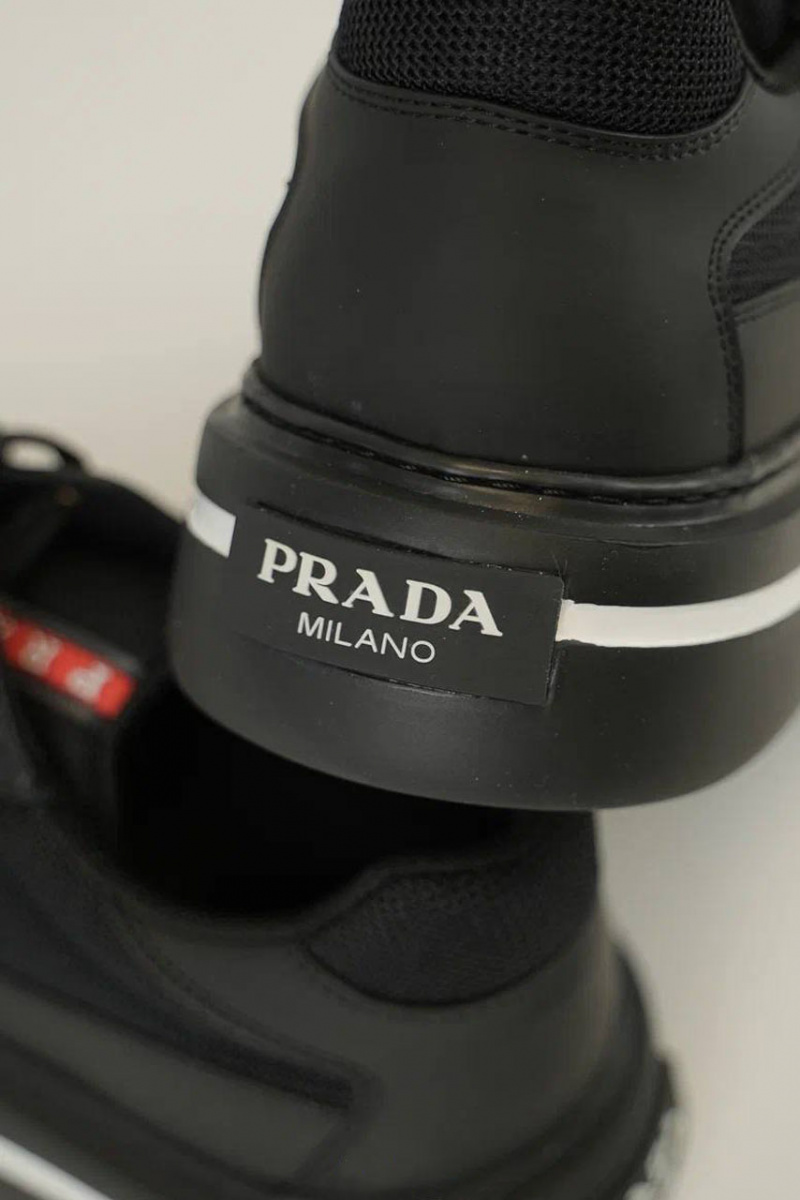 Prada Комбинированные кроссовки logo-stripe - Black